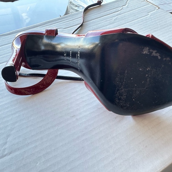 Saint Laurent Paris Deep Cherry Red Sandals Lk. New Size 38 1/2 - Picture 8 of 8